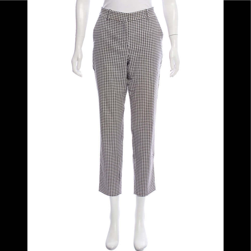 Theory Houndstooth Black White Check Pants